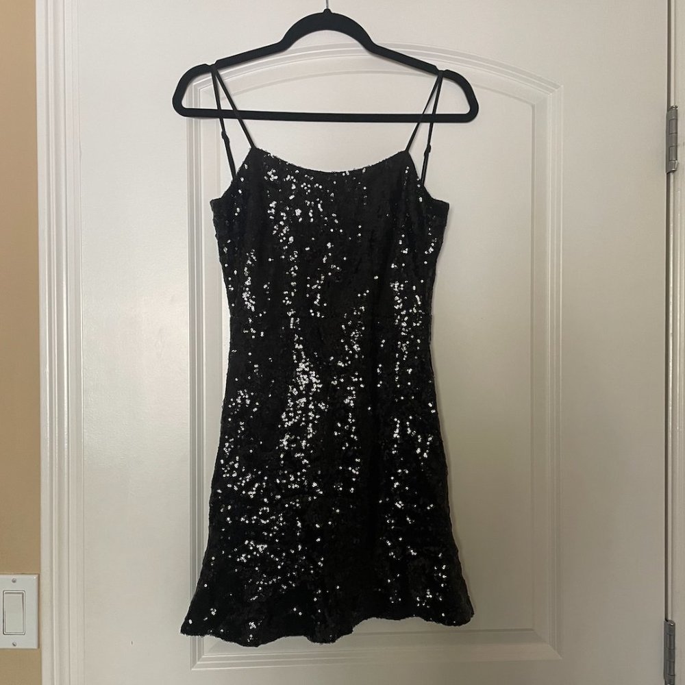 AQUA Black Sequin Dress